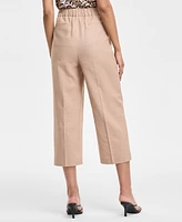 Bar Iii Women's Linen-Blend Pull-On Cropped Wide-Leg Pants, Exclusively at Macy's