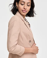 Bar Iii Women's Ruched-Sleeve Open-Front Linen Blazer