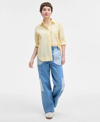 On 34th Striped Shirt Two Tone Cargo Jeans Marinaa Sneakers Exclusively At Macys