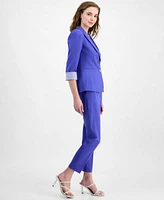Tahari Asl Womens Roll Tab Jacket Printed Tank Top Ankle Pants