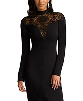Tadashi Shoji Ebony Deep V Illusion Dress