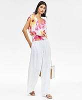 I.n.c. International Concepts Women's Floral-Print Ruched Top, Exclusively at Macy's