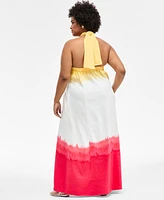 I.n.c. International Concepts Plus Sleeveless Halter Maxi Dress, Exclusively at Macy's
