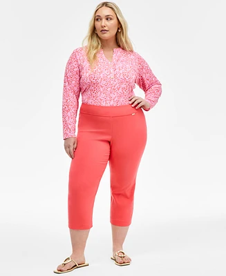 I.n.c. International Concepts Plus Size Mid-Rise Pull-On Capri Pants, Created for Macy's
