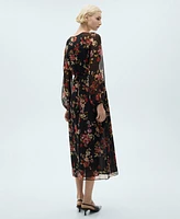 Mango Women's Floral Puff Sleeve Dress