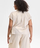 I.n.c. International Concepts Plus Hidden-Placket Pocket Shirt, Exclusively at Macy's