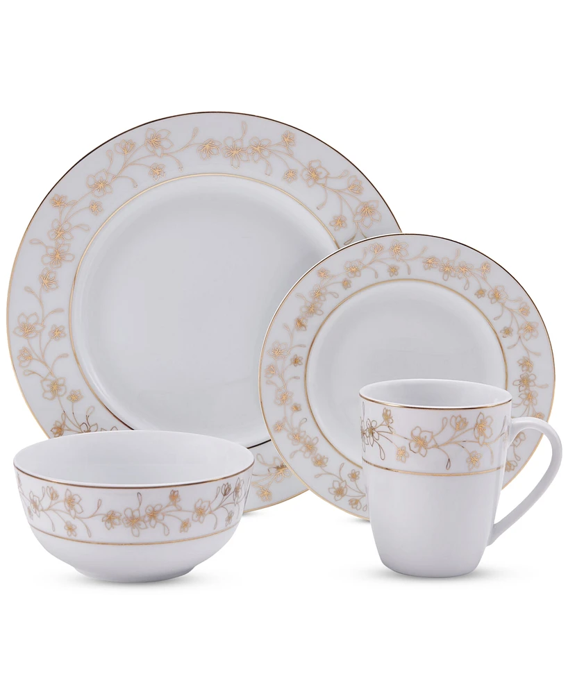 Mikasa Metallic Floral Gold 32-Pc. Dinnerware Set, Service for 8
