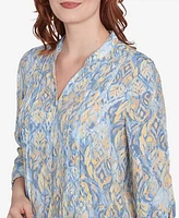 Ruby Rd. Petite Brushed Foulard Button Front Mandarin Collar Top
