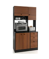 71" Tall Kitchen Pantry Buffet Hutch Freestanding Storage Cabinet 4 Doors