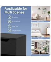 2 Pcs 3-Cube Bookcase Organizer with 2-tier Wooden Storage Shelf & Pull-out Drawer