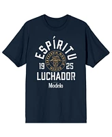 Modelo Espiritu Luchador Logo Crew Neck Short Sleeve Navy Men's T-shirt-3XL