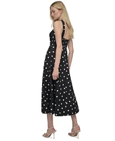 Dkny Women's Polka-Dot Crisscross Halter Midi Dress