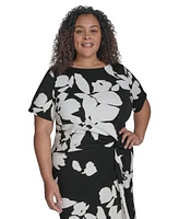 Dkny Plus Side-Twist Short-Sleeve Midi Dress