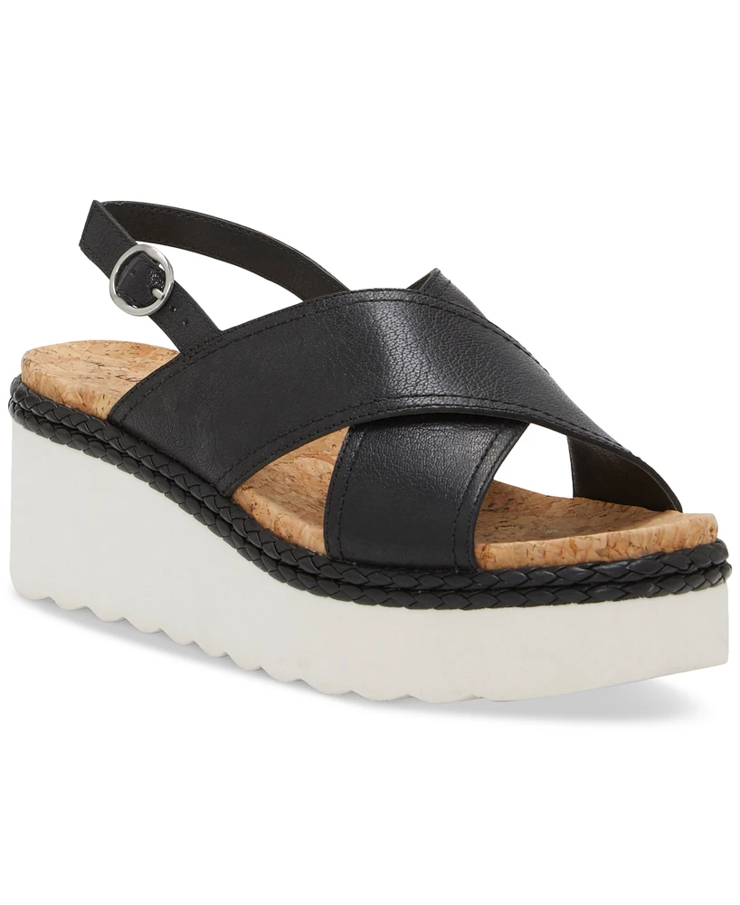 Lucky Brand Women's Pebina Crossband Platform Wedge Sandals