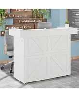 Tribesigns Reception Desk with Light, 55-Inch Front Desk with Cable Grommets, Modern Retail Counter Table for Salon, Lobby, Shop, Office Reception Roo