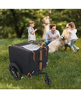Foldable Pet Jogging Stroller Dog Carriers Bicycle Trailer Pet Dog Cat Bike Trailer Orange and Black - Ideal for Small Pets