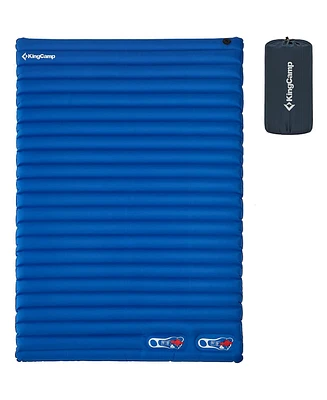 KingCamp Extra Thick 3.93" Double Sleeping Pad Camping Mattress, 2-Person Lightweight Inflatable Air Mat for Backpacking/Hiking, 76" x 54," Blue