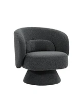 360 Degree Swivel Sherpa Accent Chair Modern Style Barrel with Toss Pillows for home office, living room, bedroom