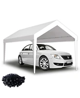 12x20ft Carport Canopy Cover, Waterproof & Uv Tarp with Elastic Buckles