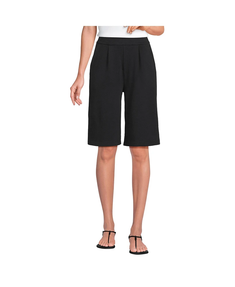 Lands' End Women's Knit High Rise Pleated 12" Bermuda Shorts