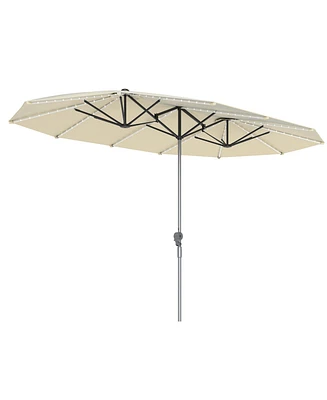 Outsunny 15ft Patio Umbrella Solar Lights UPF50+ Outdoor Dark