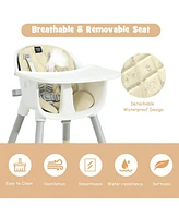 Gouun Kids 4-in-1 Convertible Table Chair Set with Pu Cushion