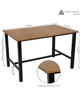 4-Person Solid Wood Rectangle Patio Dining Table - For Indoor or Outdoor Use - 47.25" W x 31.25" D