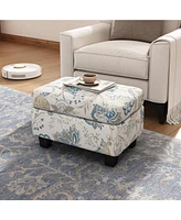 Springfield Upholstered Ottoman, Beige&Blue