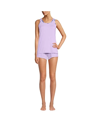 Lands' End Women's Cooling 3 Piece Pajama Set - Robe Tank and Shorts