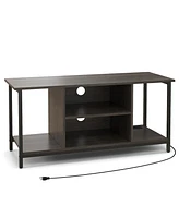 3-Tier Tv Stand with Power Outlet Usb and Adjustable Shelf