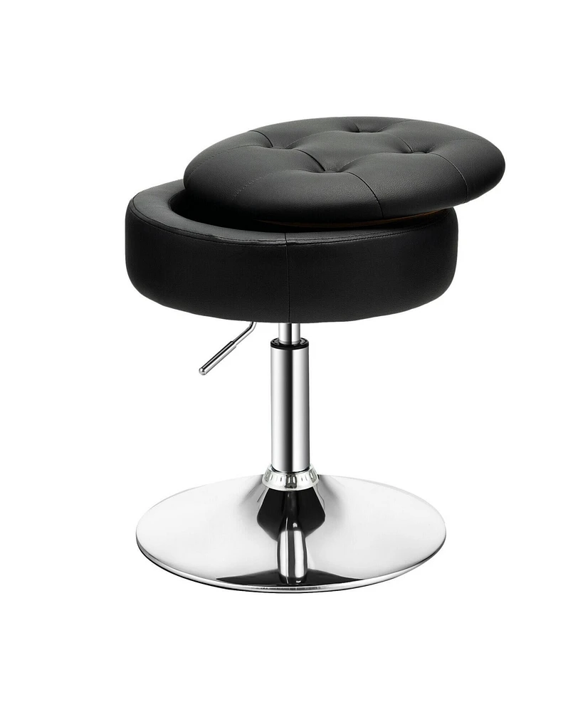 Adjustable 360 Swivel Storage Vanity Stool with Removable Tray