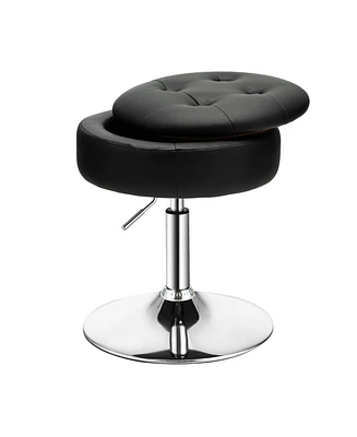 Adjustable 360 Swivel Storage Vanity Stool with Removable Tray