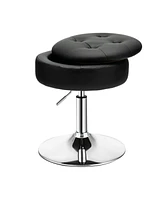 Adjustable 360 Swivel Storage Vanity Stool with Removable Tray