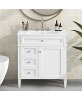 30" Modern Bathroom Vanity: Single Sink, 2 Drawers, Tip-out