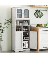 58.5" Tall Bathroom Storage Cabinet Freestanding Linen Cabinet with Shelves