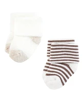 Touched by Nature Unisex Organic Cotton Socks, Neutral Stripes, 0-6 Months