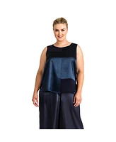 Plus Women's Sateen and Chiffon Sleeveless Shirt