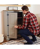 43-Inch H 2-Door, 2-Shelf Solid Pine Kitchen Pantry Cabinet - Zinc Alloy Hinges and Door Pulls - Gray