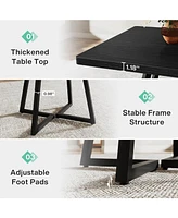 Tribesigns Square Dining Table for 4, 31.5" Industrial Dinner with Metal Base, Wood Kitchen Room, Small Space, Apartment