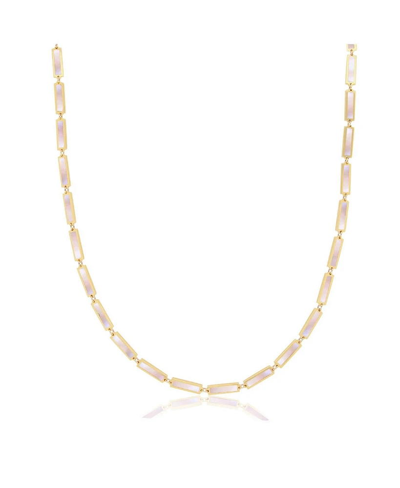 The Lovery Mother of Pearl Bar Necklace 14K Gold