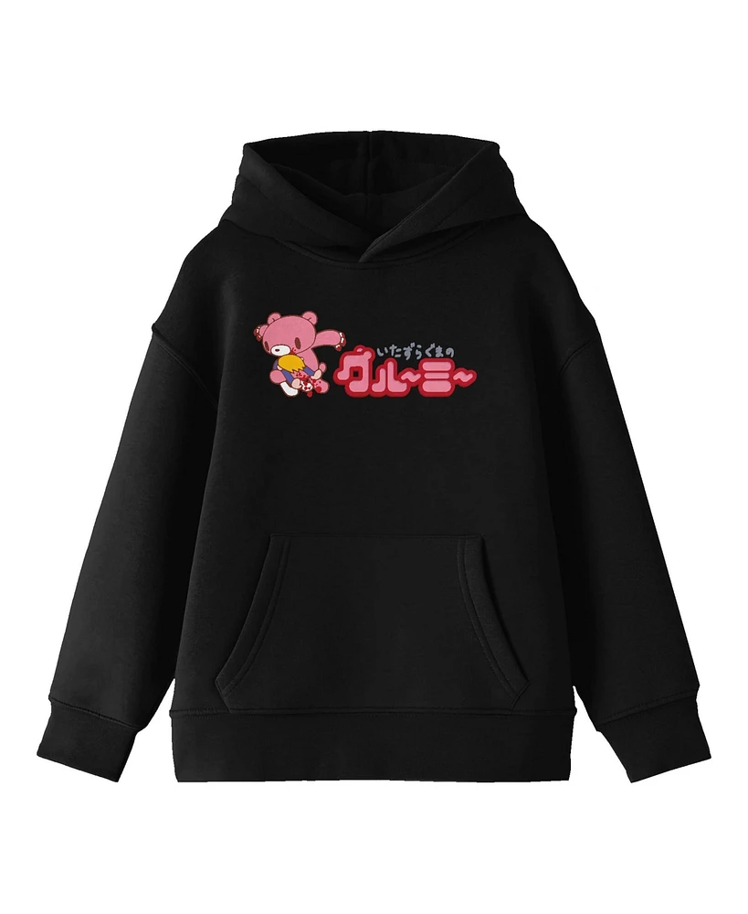 Gloomy Bear Boys Hitting a Man Youth Black Graphic Hoodie-Medium