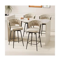 Set of 2 Swivel Bar Stools, 360 Adjustable Counter Height Chairs with Modern Metal Frame-The Pop Home