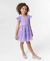 Rare Editions Little and Toddler Girls Tonal Glitter Mesh Social Dress