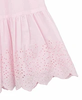 Rare Editions Toddler and Little Girls Tiered Ruched Eyelet Dress