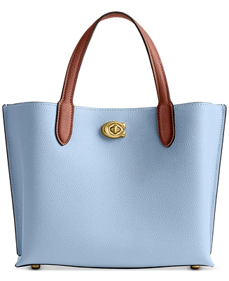 Coach Polished Pebble Leather Willow Tote 24 with Convertible Straps
