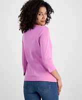 Style & Co Women's Pima Cotton 3/4-Sleeve Boat-Neck Top, Created for Macy's