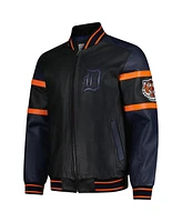G-iii Sports by Carl Banks Men's Black Detroit Tigers Full-Zip Leather Varsity Jacket