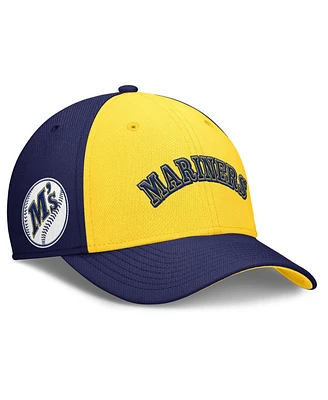 Nike Men's Navy/Gold Seattle Mariners Rise Swoosh Performance Flex Hat