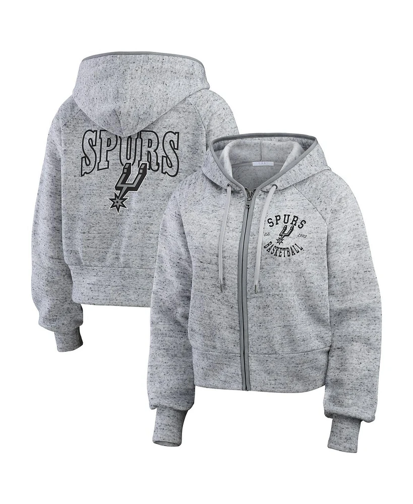 Wear by Erin Andrews Women's Heather Gray San Antonio Spurs Speckled Radiator Full-Zip Hoodie