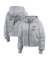 Wear by Erin Andrews Women's Heather Gray San Antonio Spurs Speckled Radiator Full-Zip Hoodie